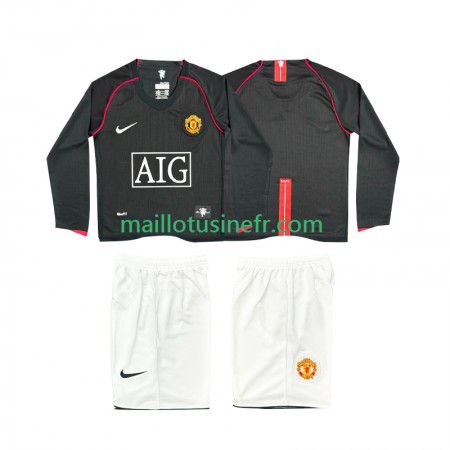 Maillot de Foot Manchester United 2007 2008 Extérieur Retro Manches Longues - Enfant
